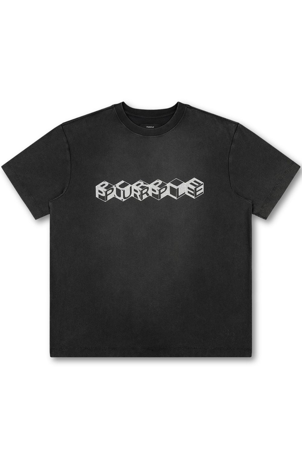 Purple Brand Cube Wordmark T - Shirt - Black
