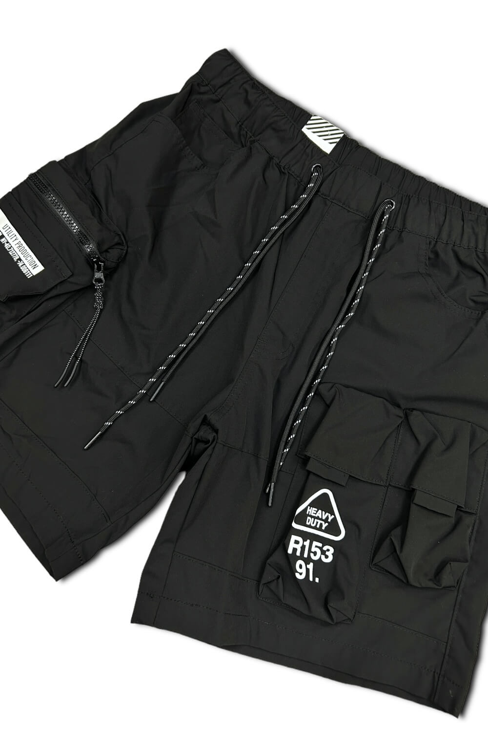 Smoke Rise - Utility Windbreaker Cargo Shorts - Black
