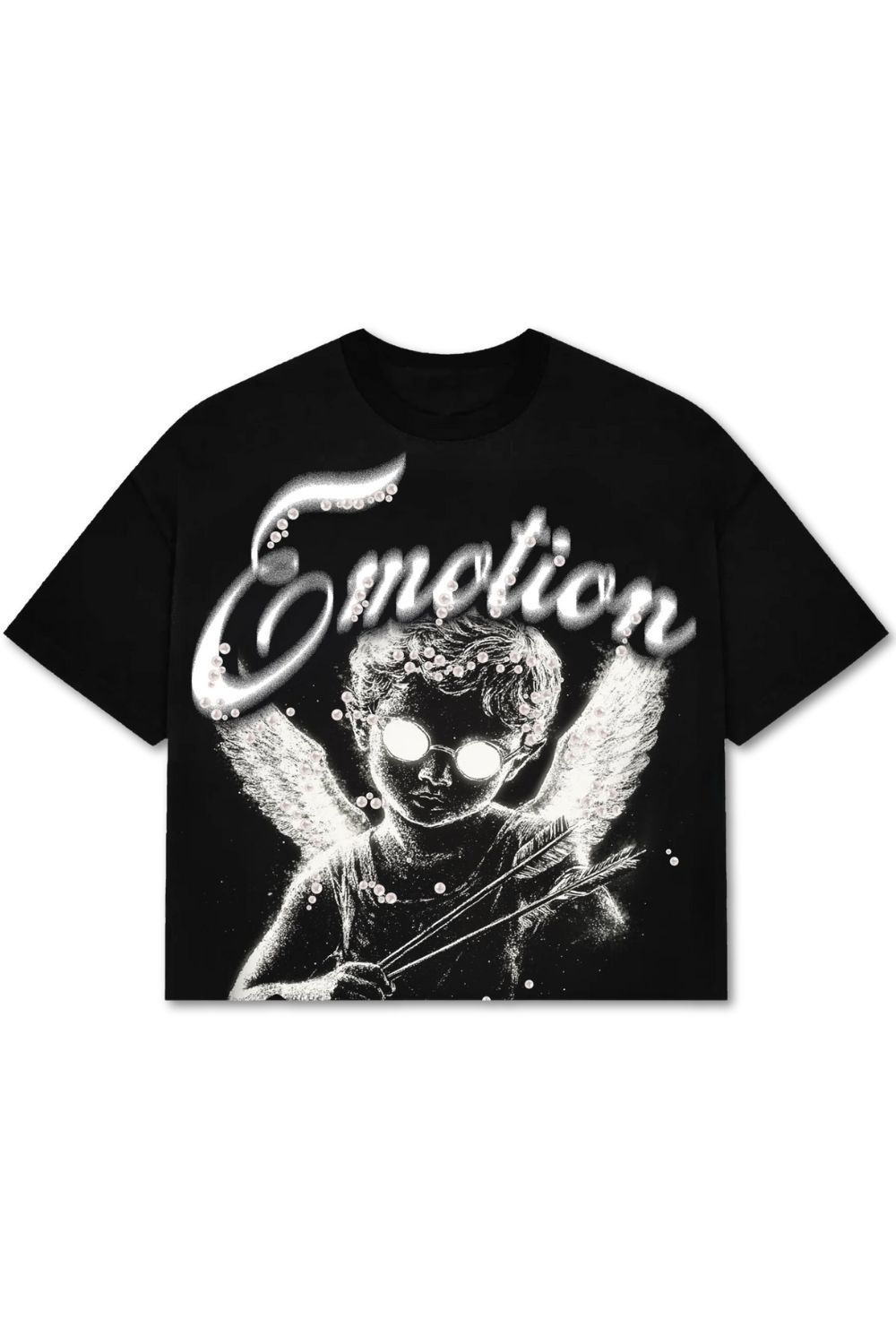 Mixed Emotions Pearl Cropped T - Shirt - Black