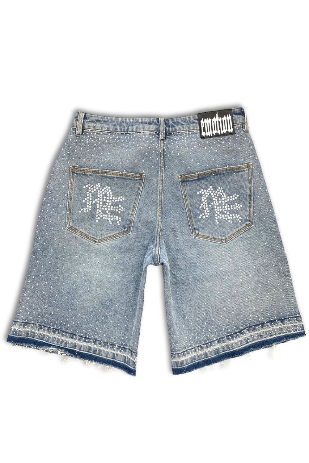 Mixed Emotions M.E. Rhinestone Jean Shorts Black