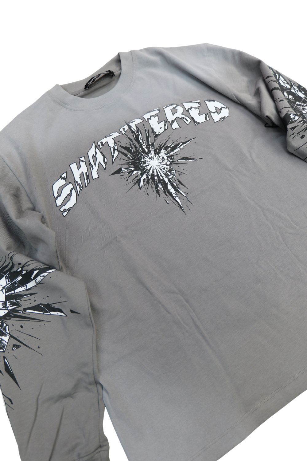 Shattered Hearts Grey Long Sleeve Tee