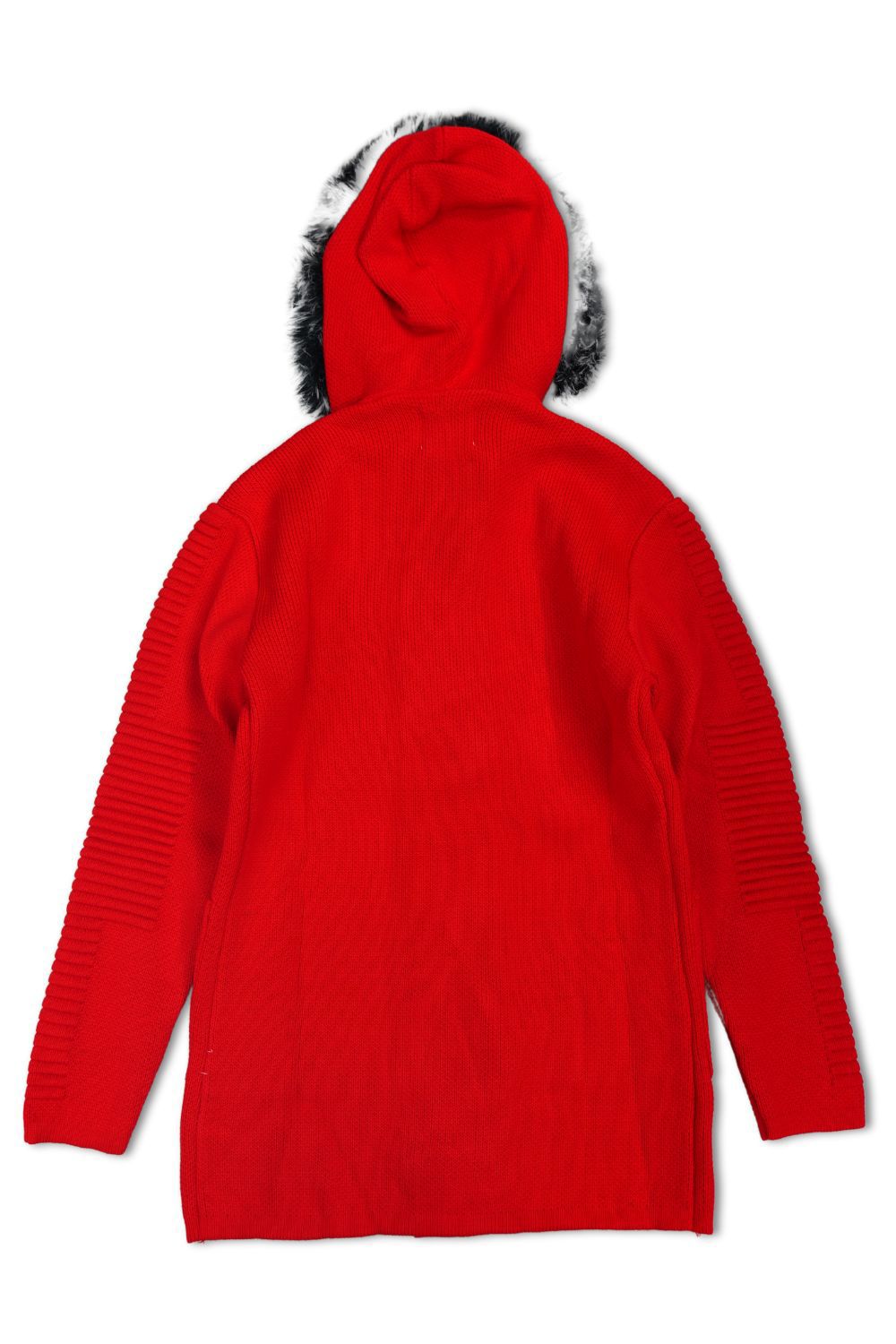 One In A Million -Cardigan Sweater With Fur - Red