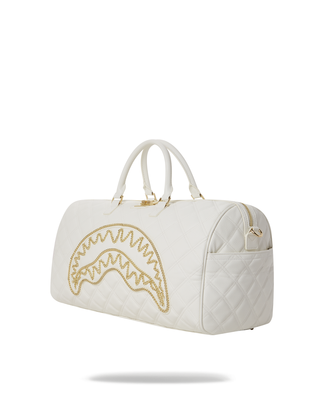 Sprayground White And Gold Duffle Bag
