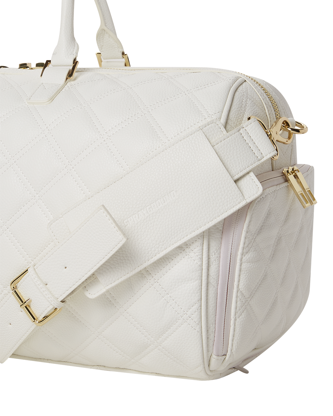 Sprayground White And Gold Duffle Bag