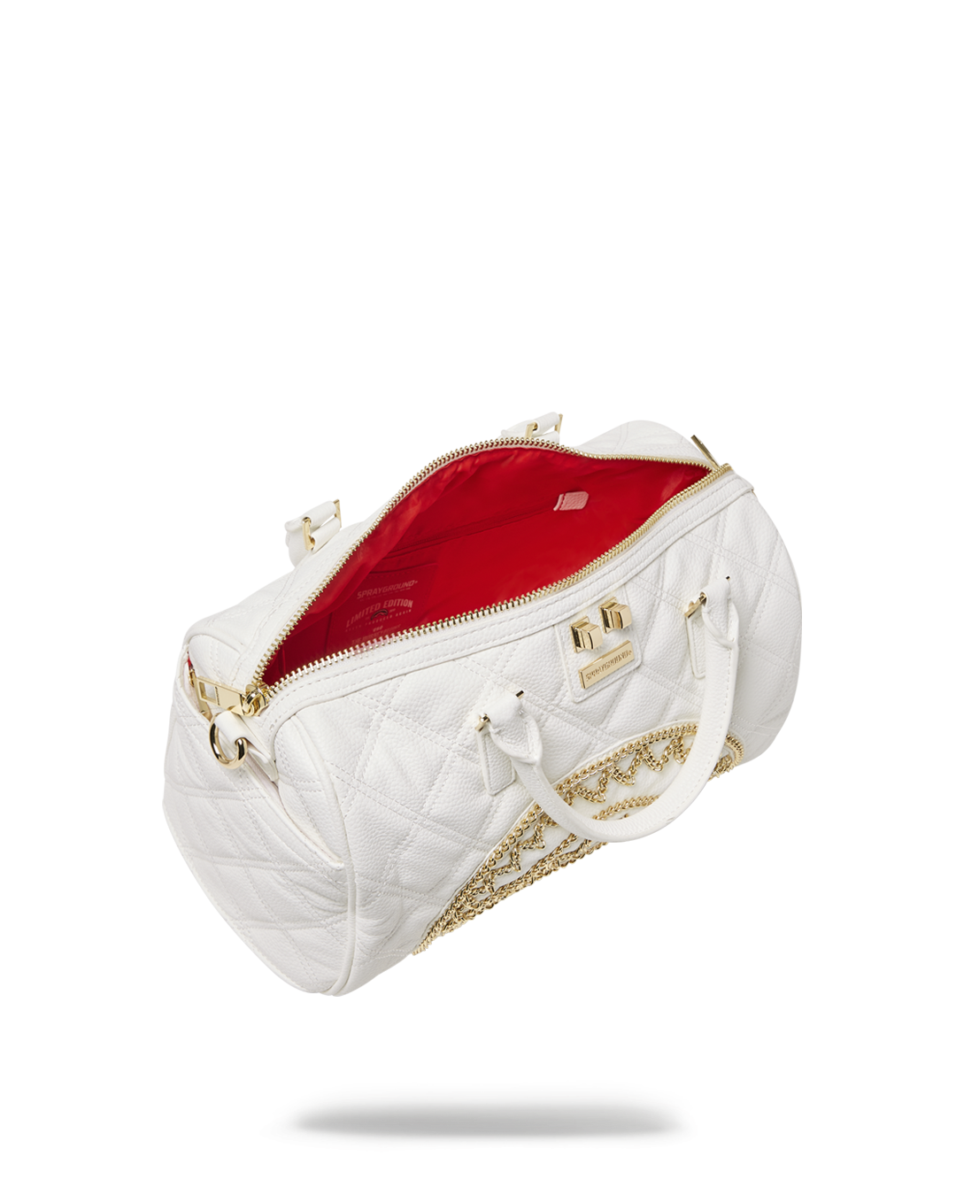 Sprayground White And Gold Mini Duffle Bag