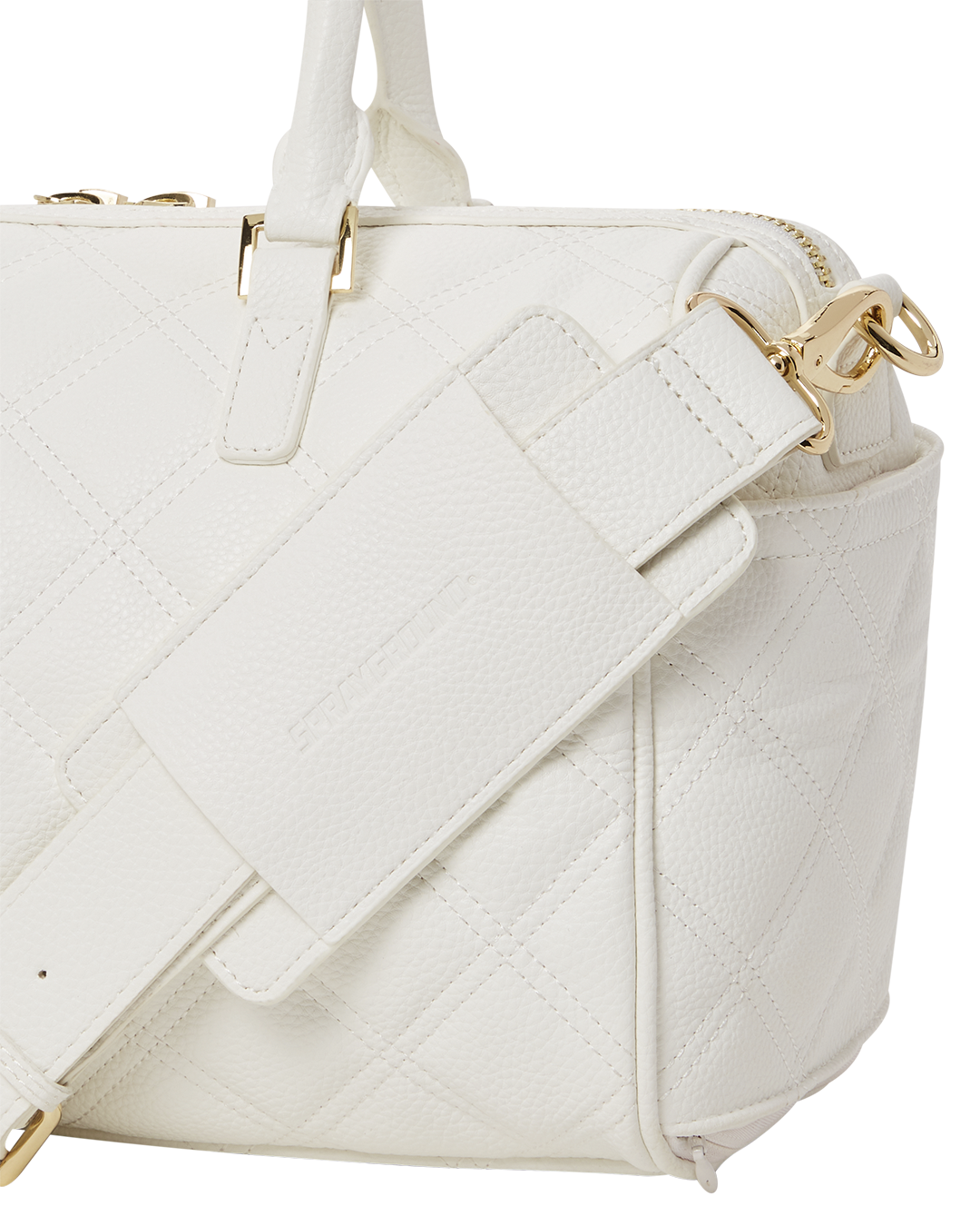 Sprayground White And Gold Mini Duffle Bag