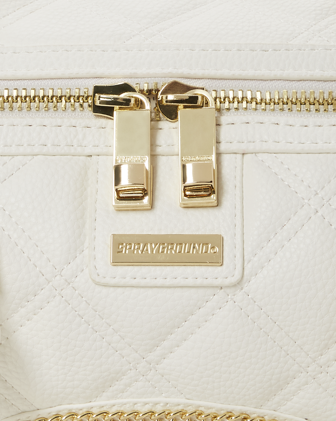 Sprayground White And Gold Mini Duffle Bag
