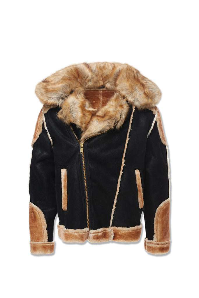 Jordan Craig El Jefe Shearling Moto Coat (Black/Coffee)
