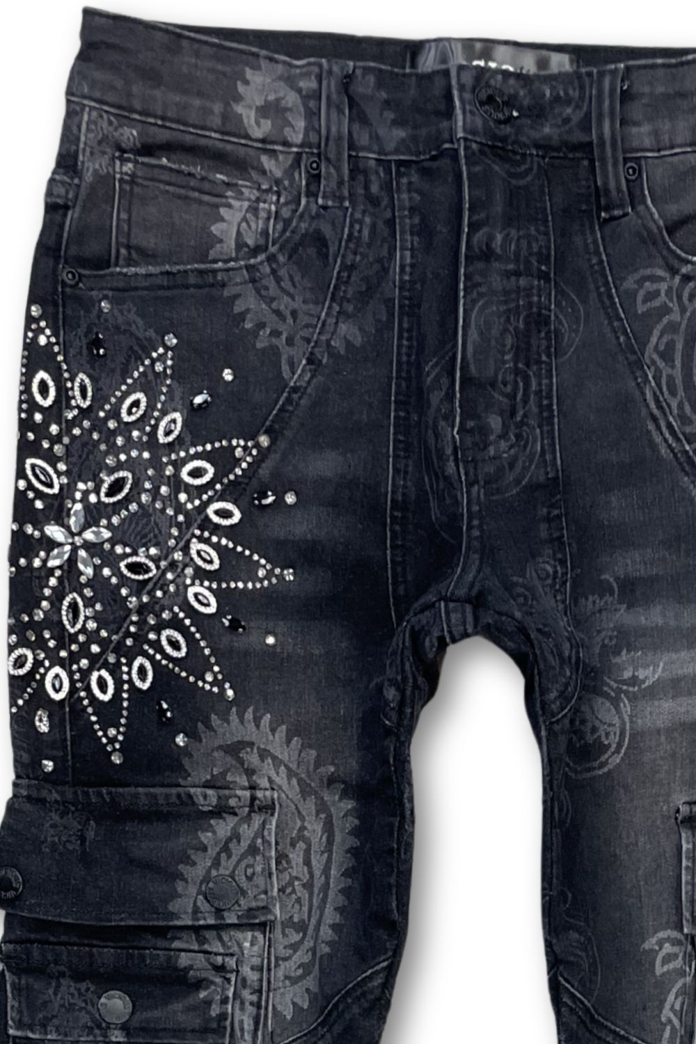 Vicious Rhinestone Artwork Stacked Jeans