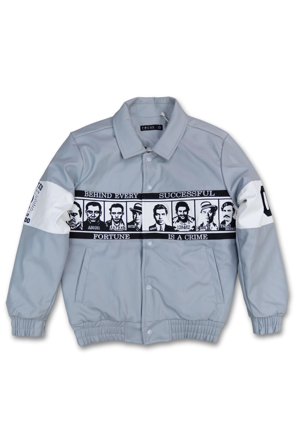 Focus- Gangsters PU Leather Jacket- Grey