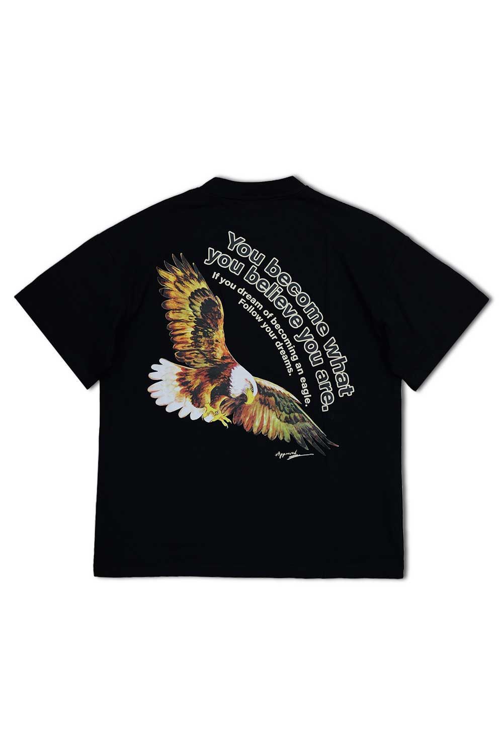 Human VS Eagle Graphic T - Shirt - Black