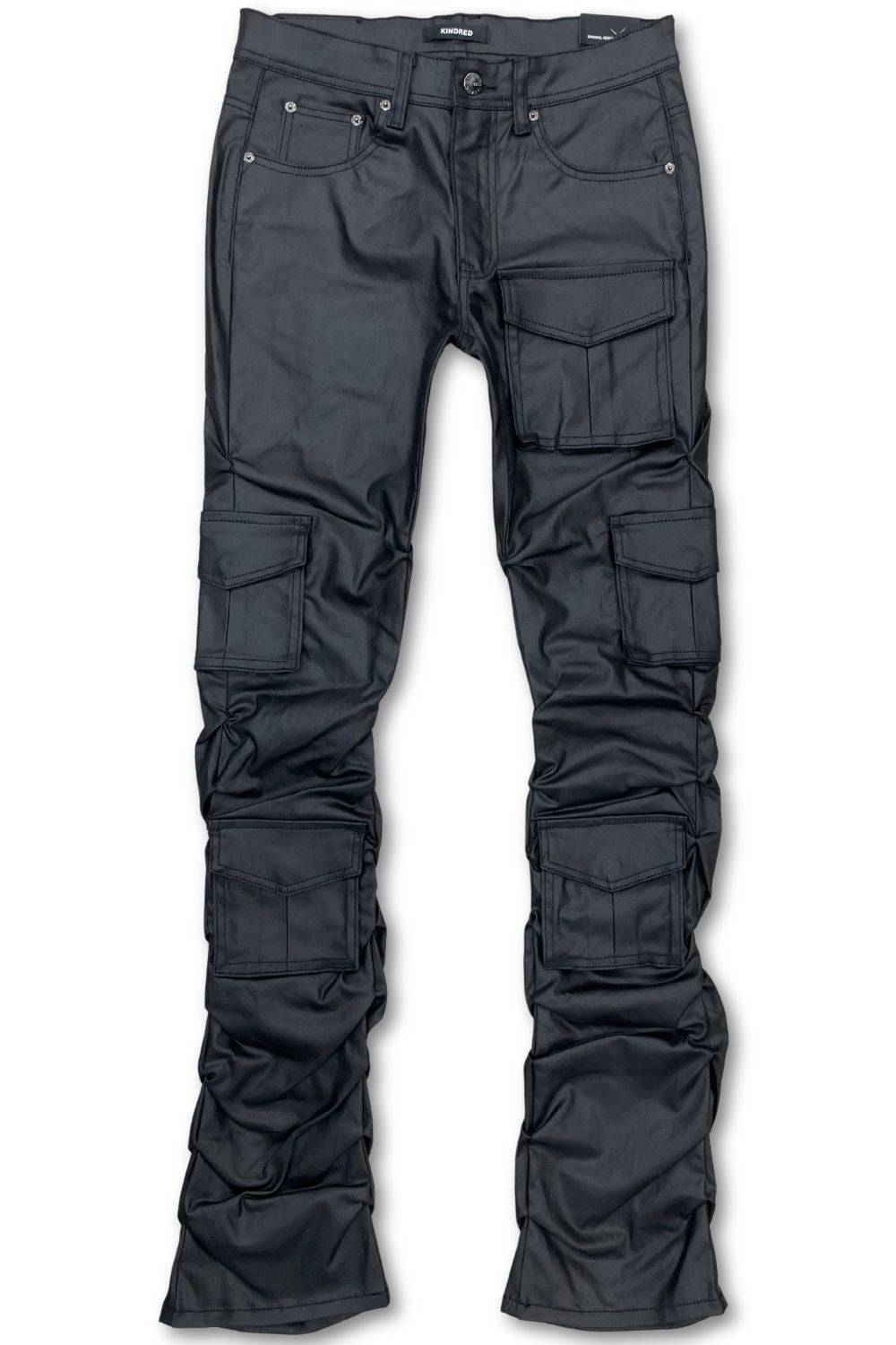 Kindred Waxed Black Stacked Jeans