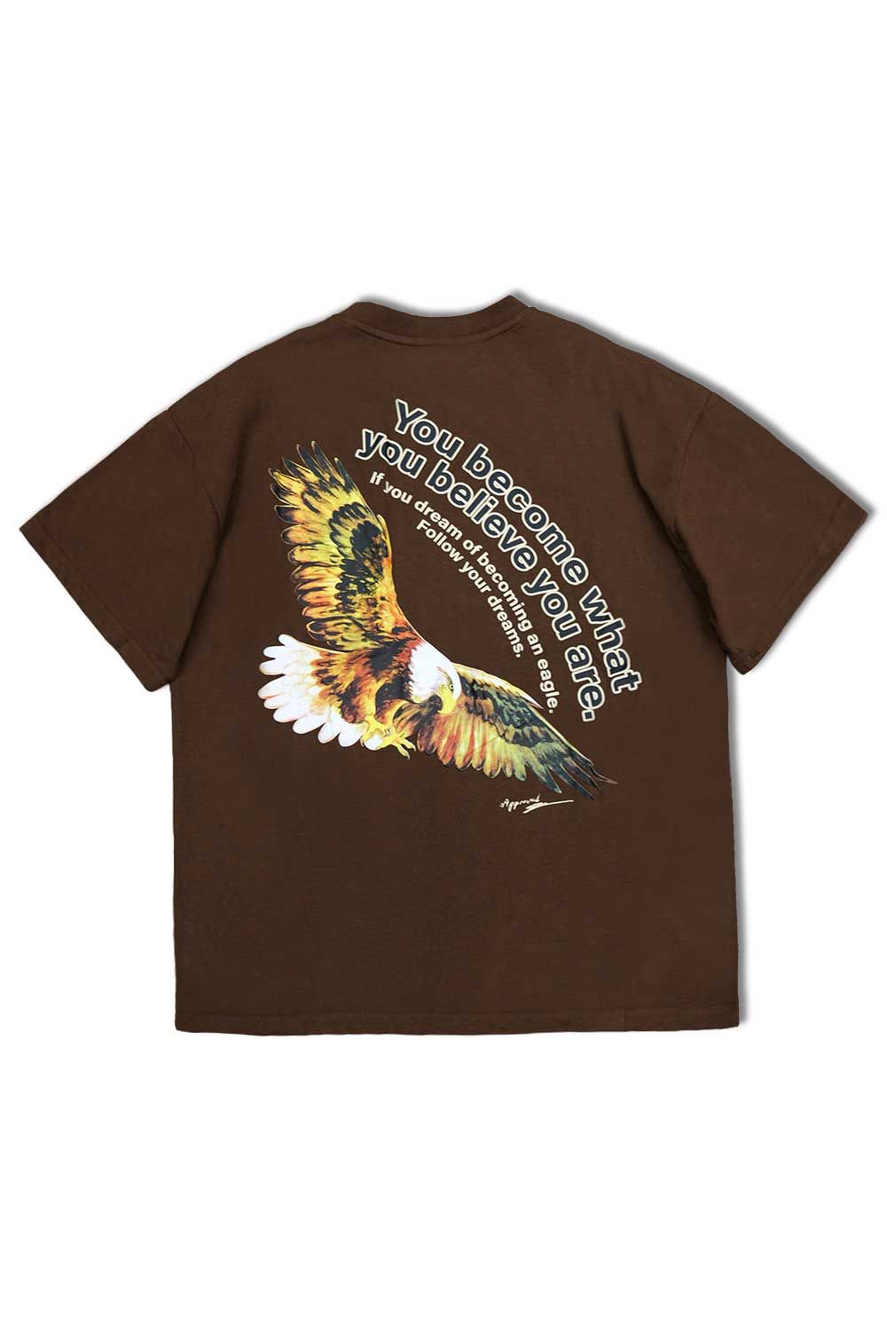 Human VS Eagle Graphic T - Shirt - Brown