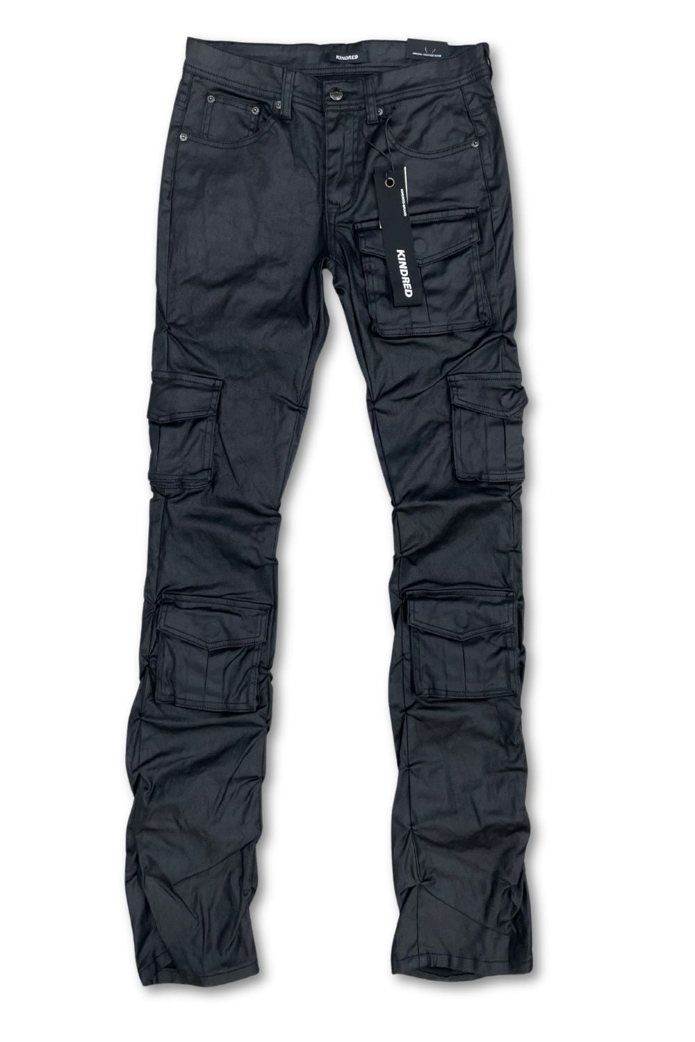 Kindred Waxed Black Stacked Jeans