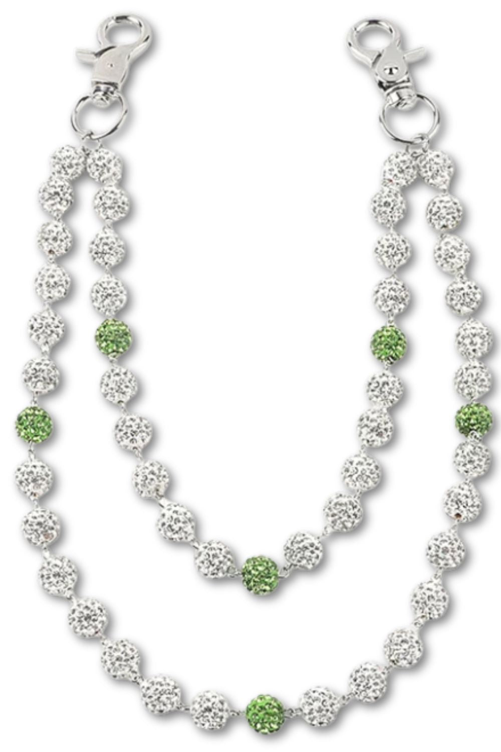 Rhinestone Wallet Chain Silver/Green