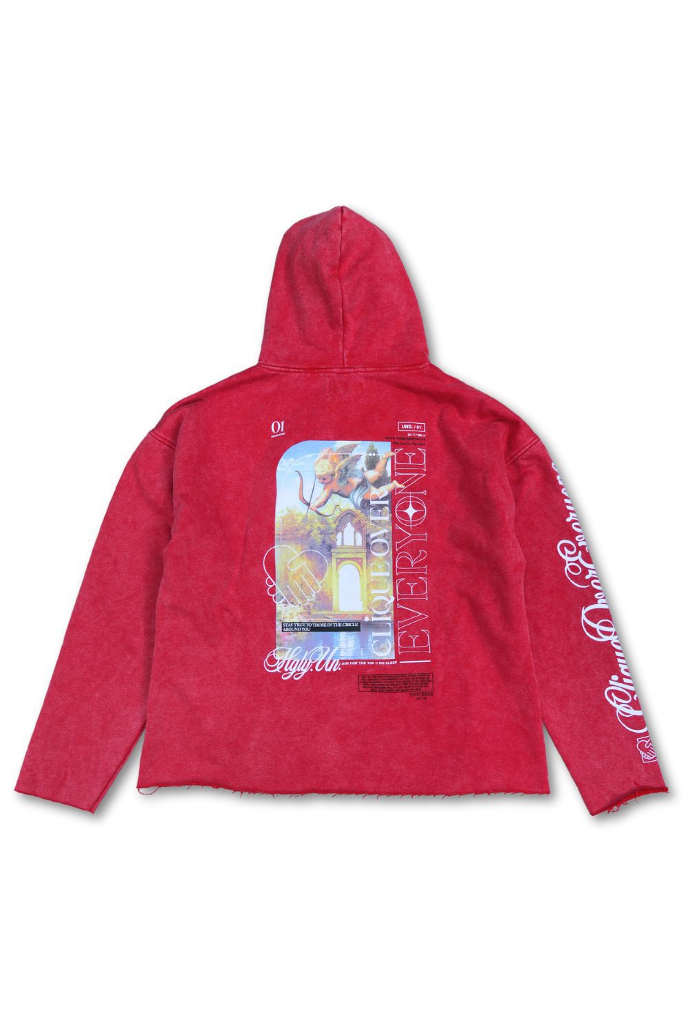 Clique Over Everyone Cropped Graphic Hoodie - Red