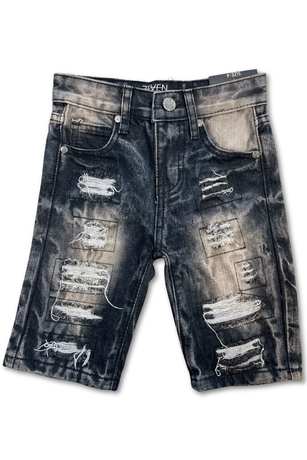 Kids Rips Jean Shorts - Black Wash