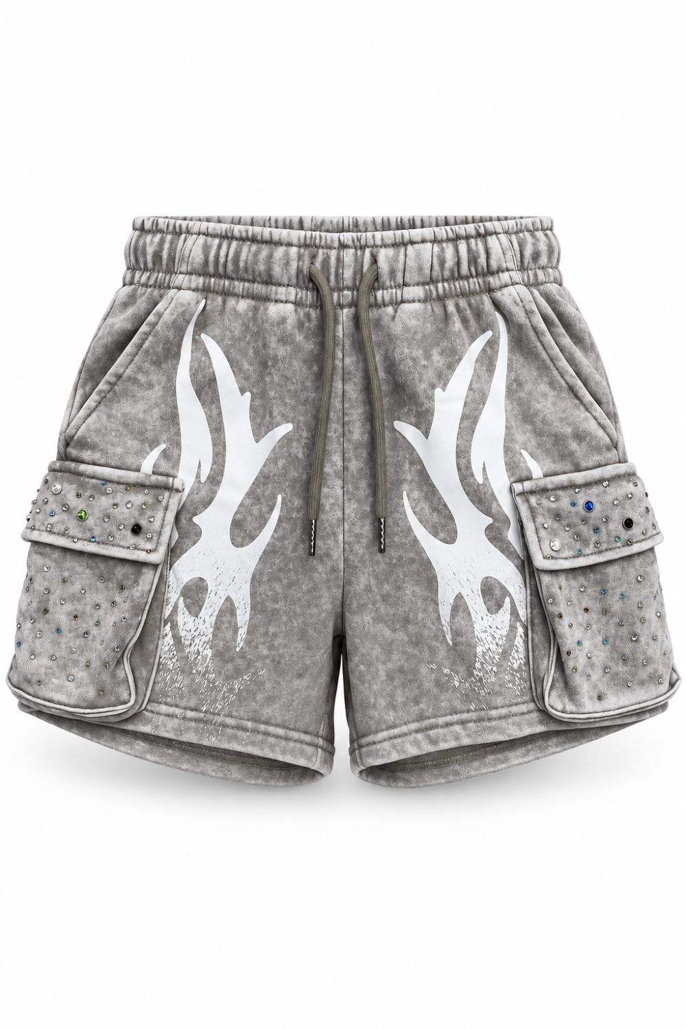 Women's Red Fox Embellished Rhinestone Shorts - Stone