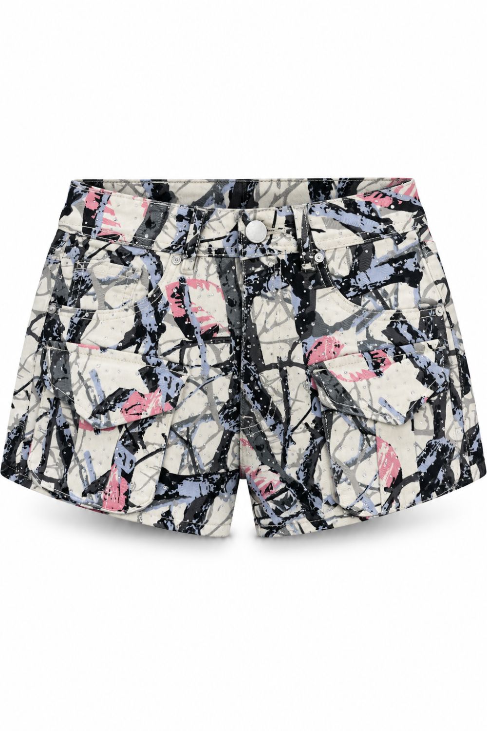 Women's Red Fox Camo Rhinestone Jean Shorts - Pink