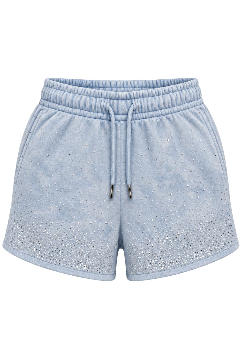 Womens Red Fox Rhinestone Shorts - Light Blue