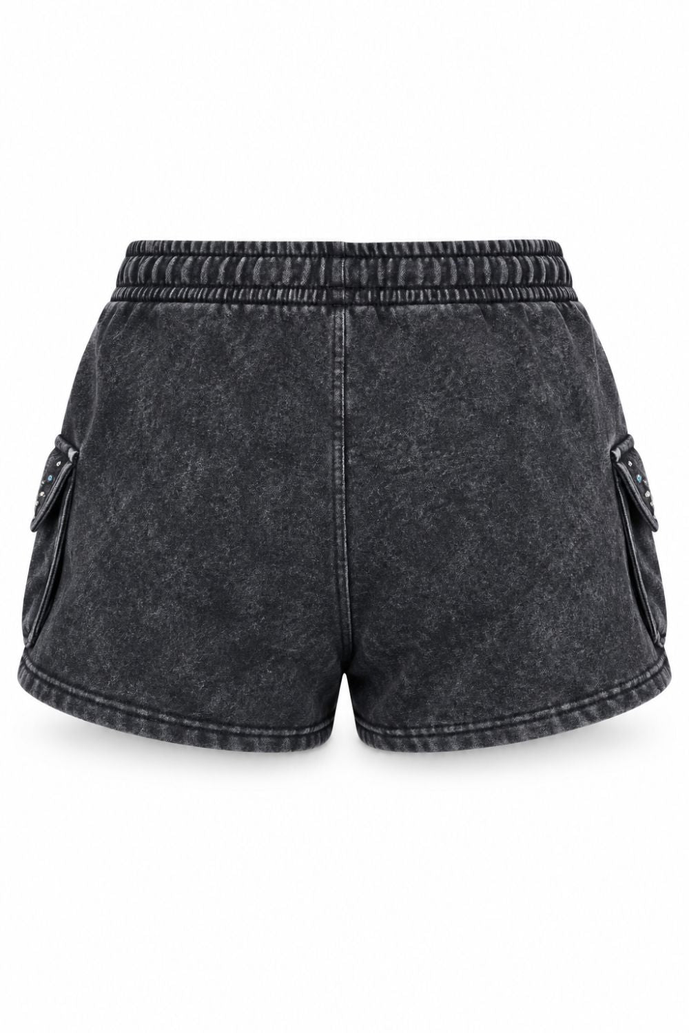 Womens Red Fox Embellished Rhinestone Shorts - Black