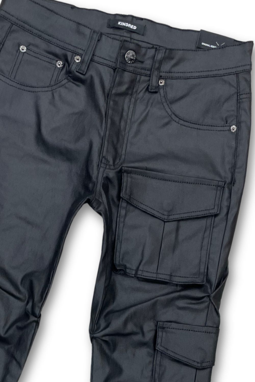 Kindred Waxed Black Stacked Jeans