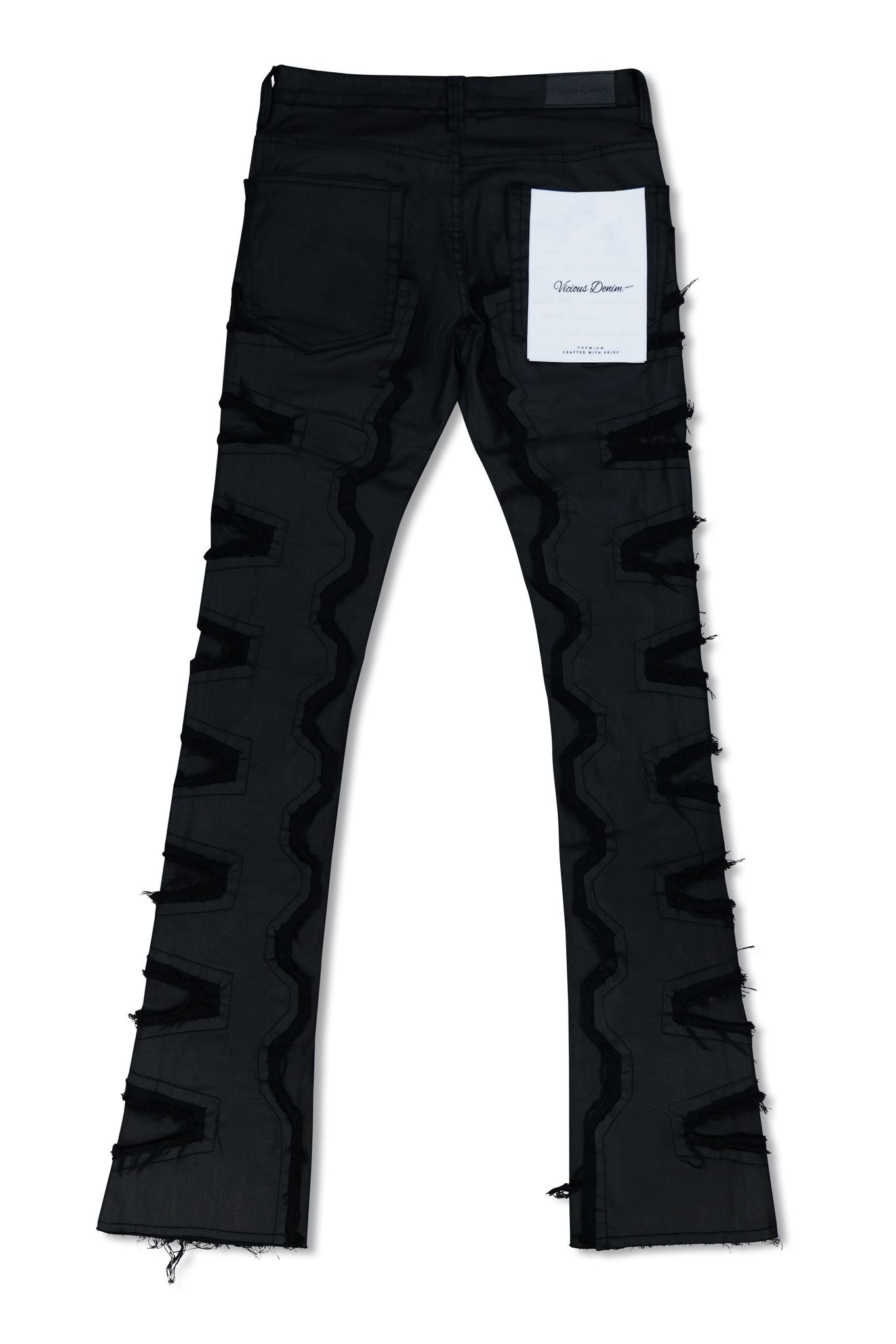 Vicious Denim -Waxed Black Stacked Jeans