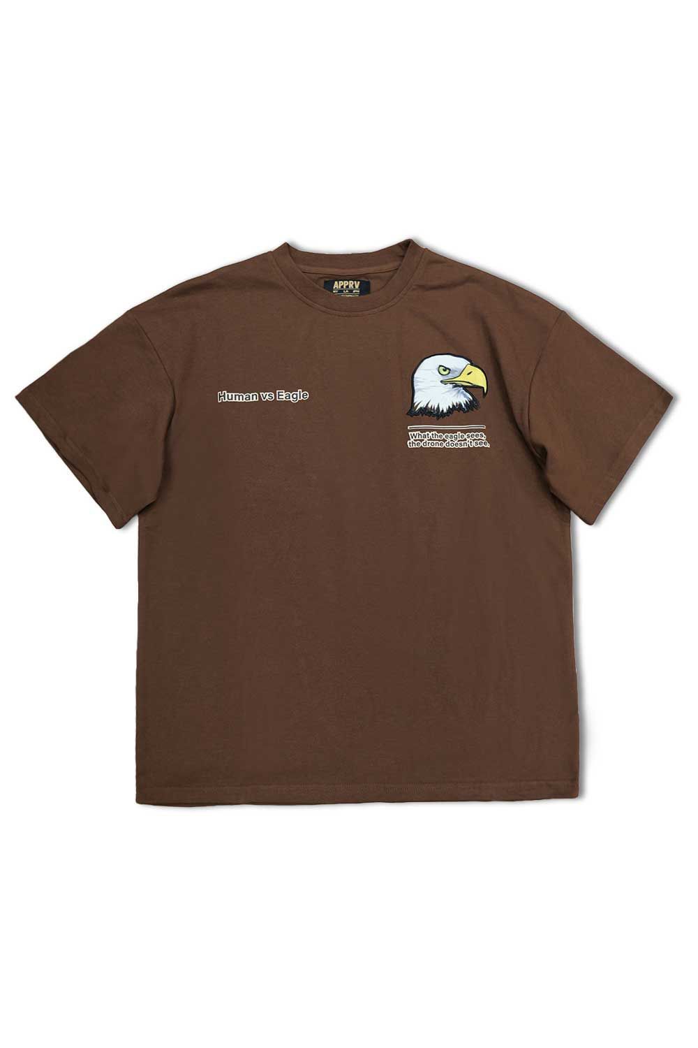 Human VS Eagle Graphic T - Shirt - Brown