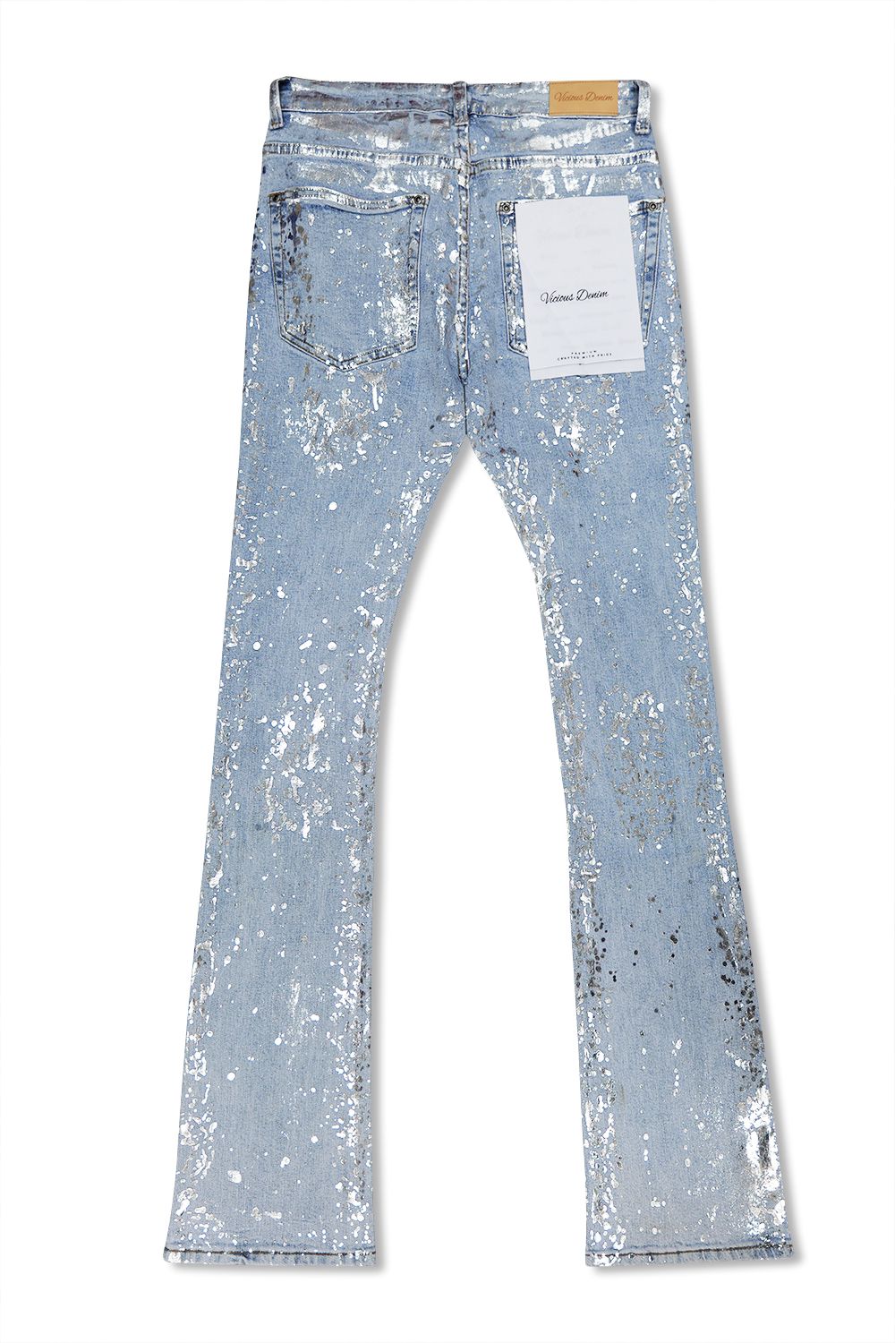 Vicious Denim -Silver Paint Splatter Stacked Jeans