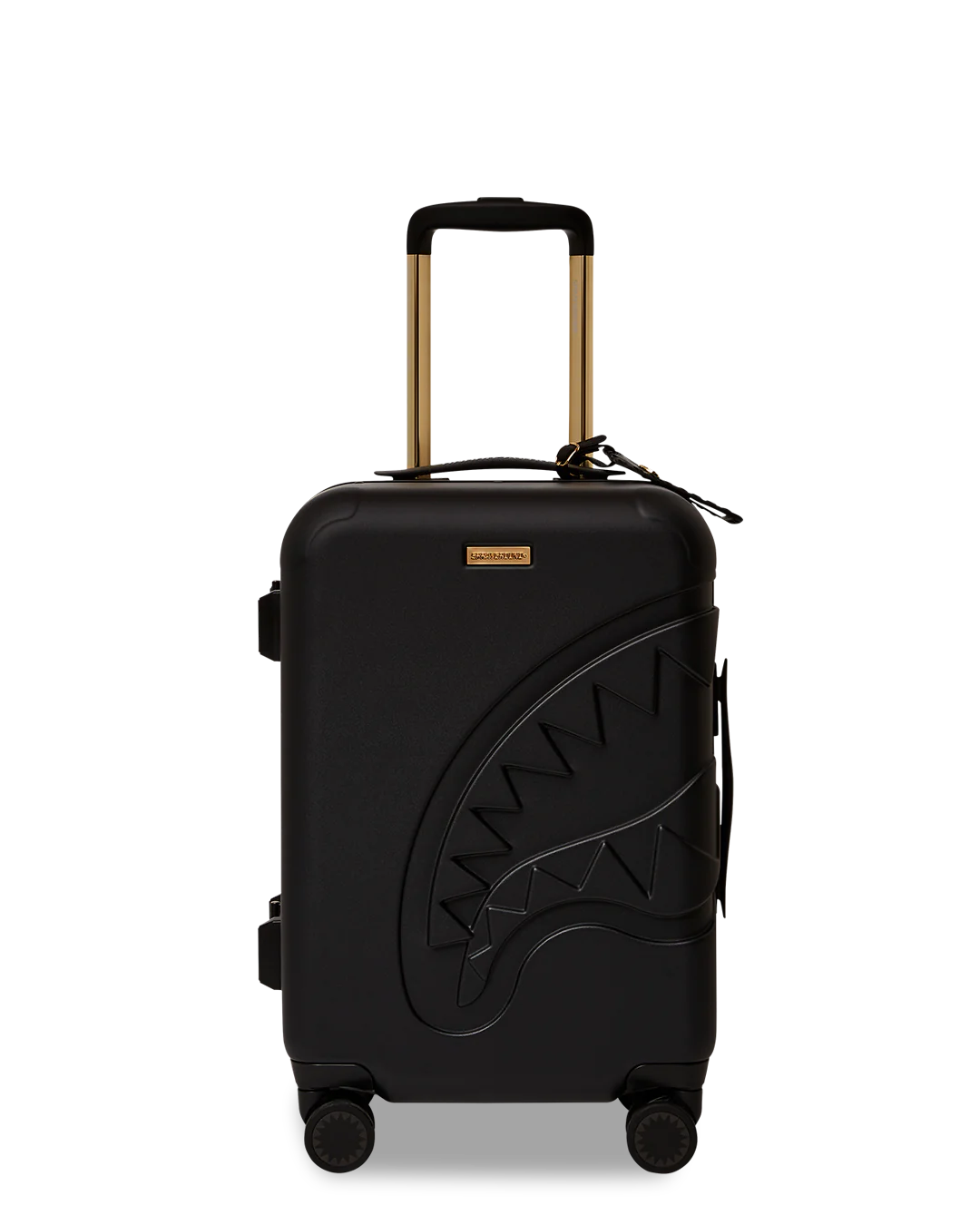 Sprayground- Reality Check Sharknautics Hardshell Carry-On Jetblack Luggage (Gold Hardware)