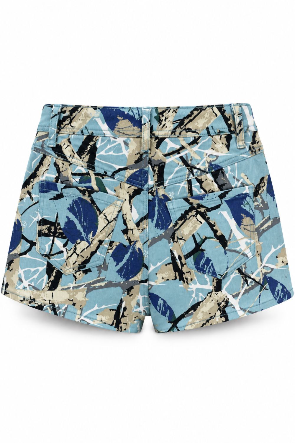 Women's Red Fox Camo Rhinestone Jean Shorts - Light Blue