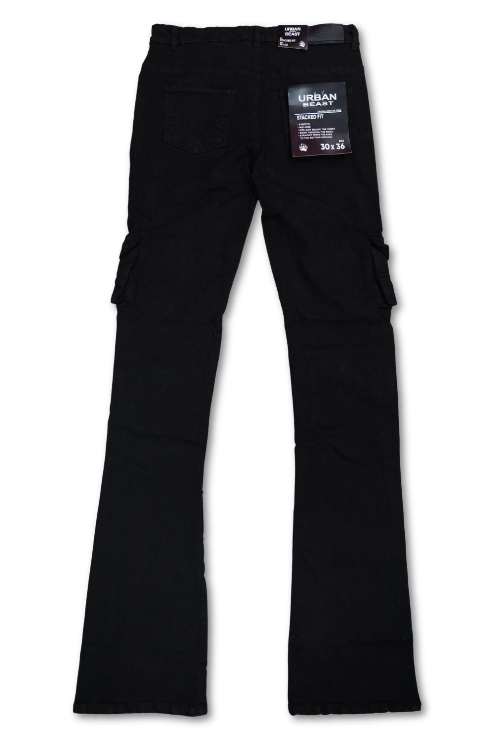 Stacked Cargo Jeans- Black