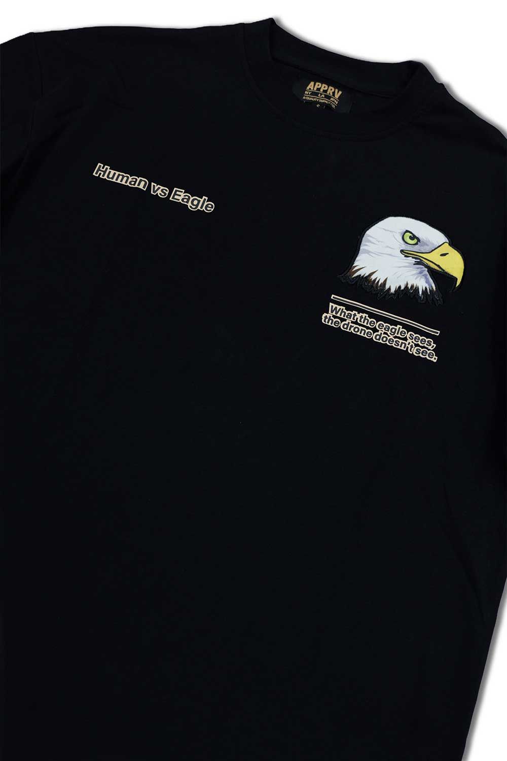 Human VS Eagle Graphic T - Shirt - Black