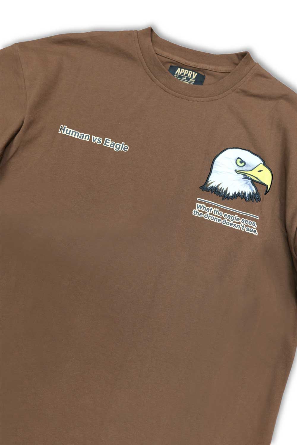 Human VS Eagle Graphic T - Shirt - Brown