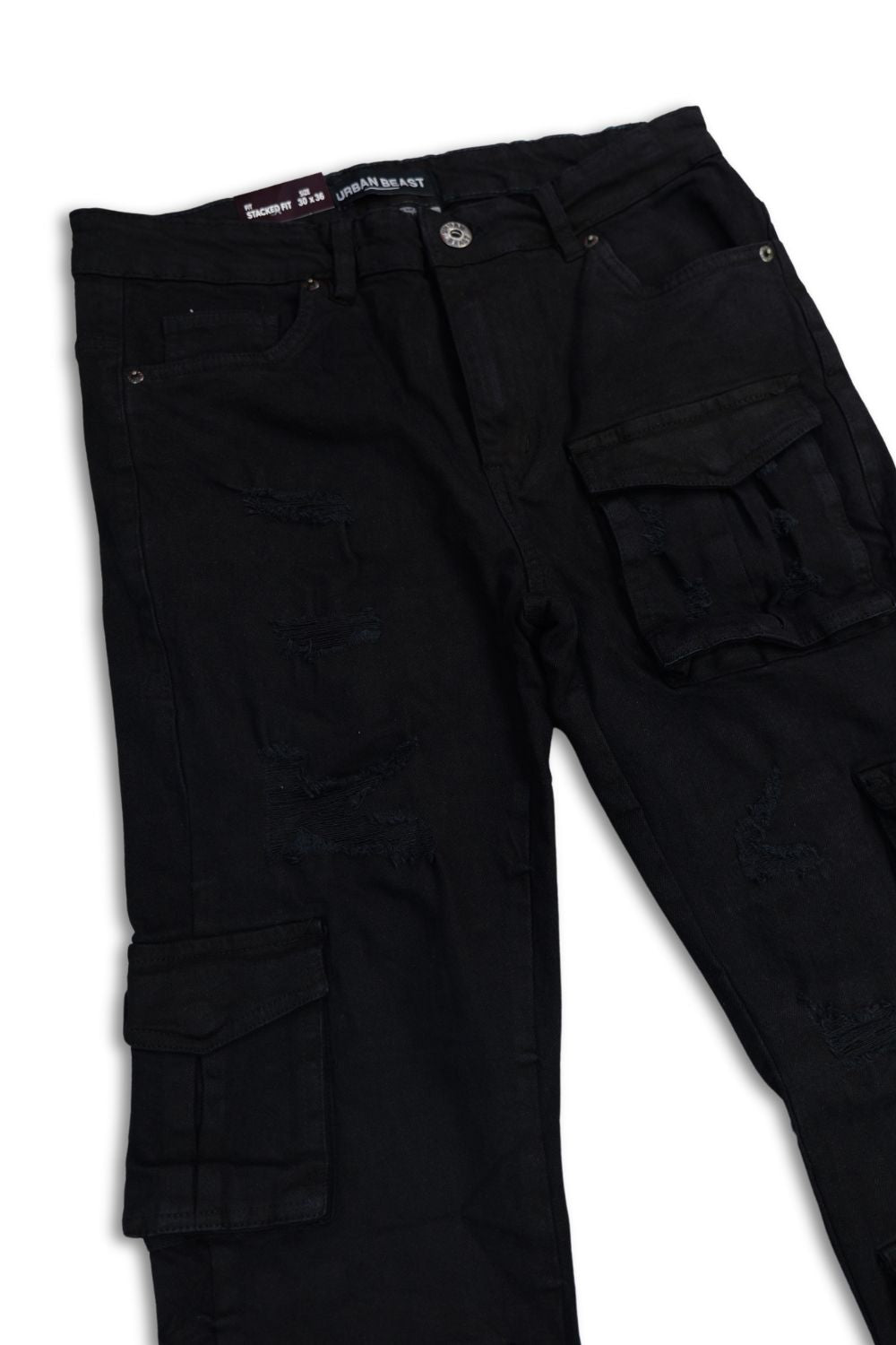 Stacked Cargo Jeans- Black