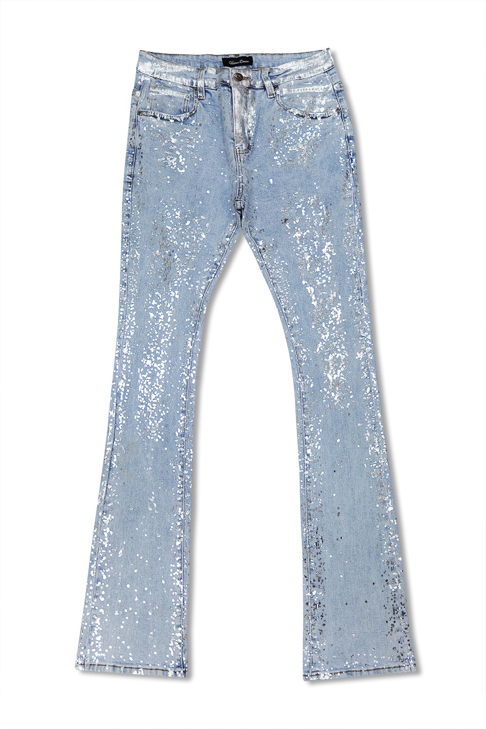 Vicious Denim -Silver Paint Splatter Stacked Jeans