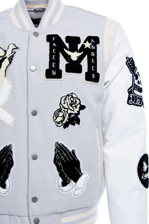 Jordan Craig- Fallen Angels Varsity Jacket -Light Grey