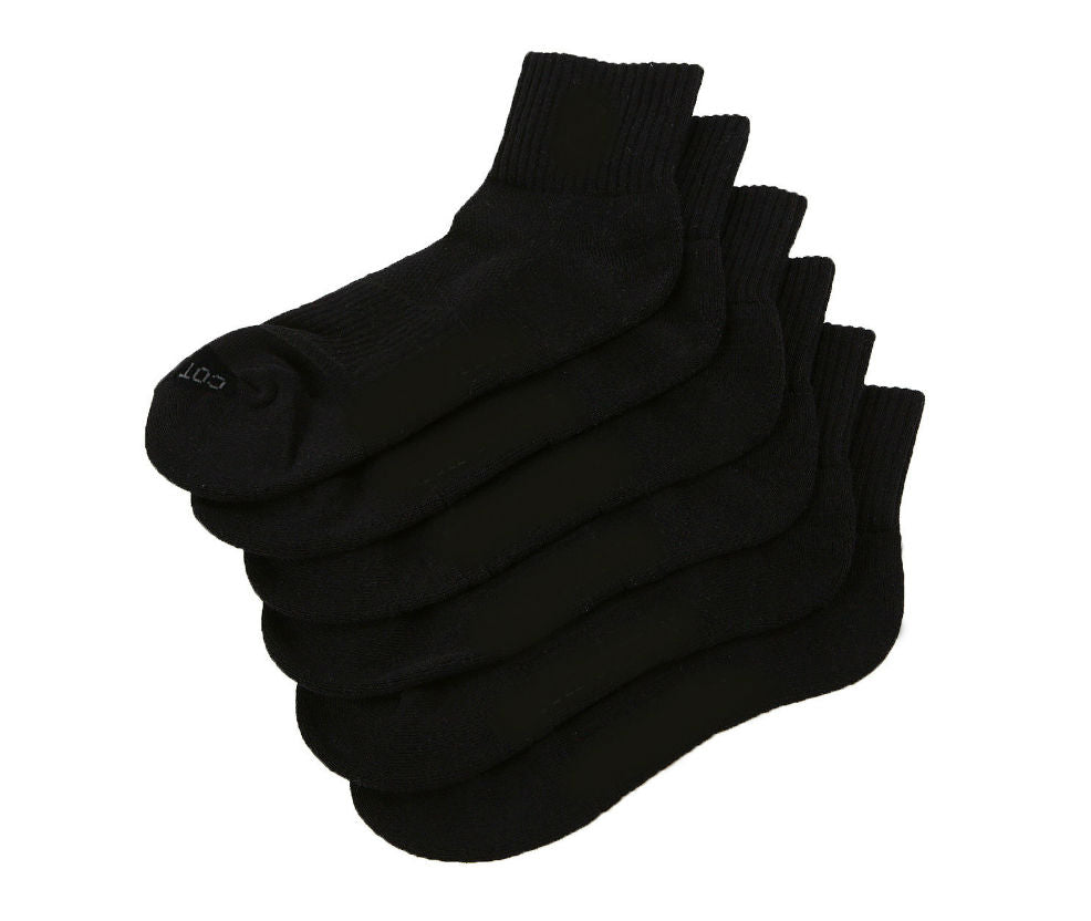Rich Cotton Quarter Socks - DRI-FIT Cushioned Socks (Black)