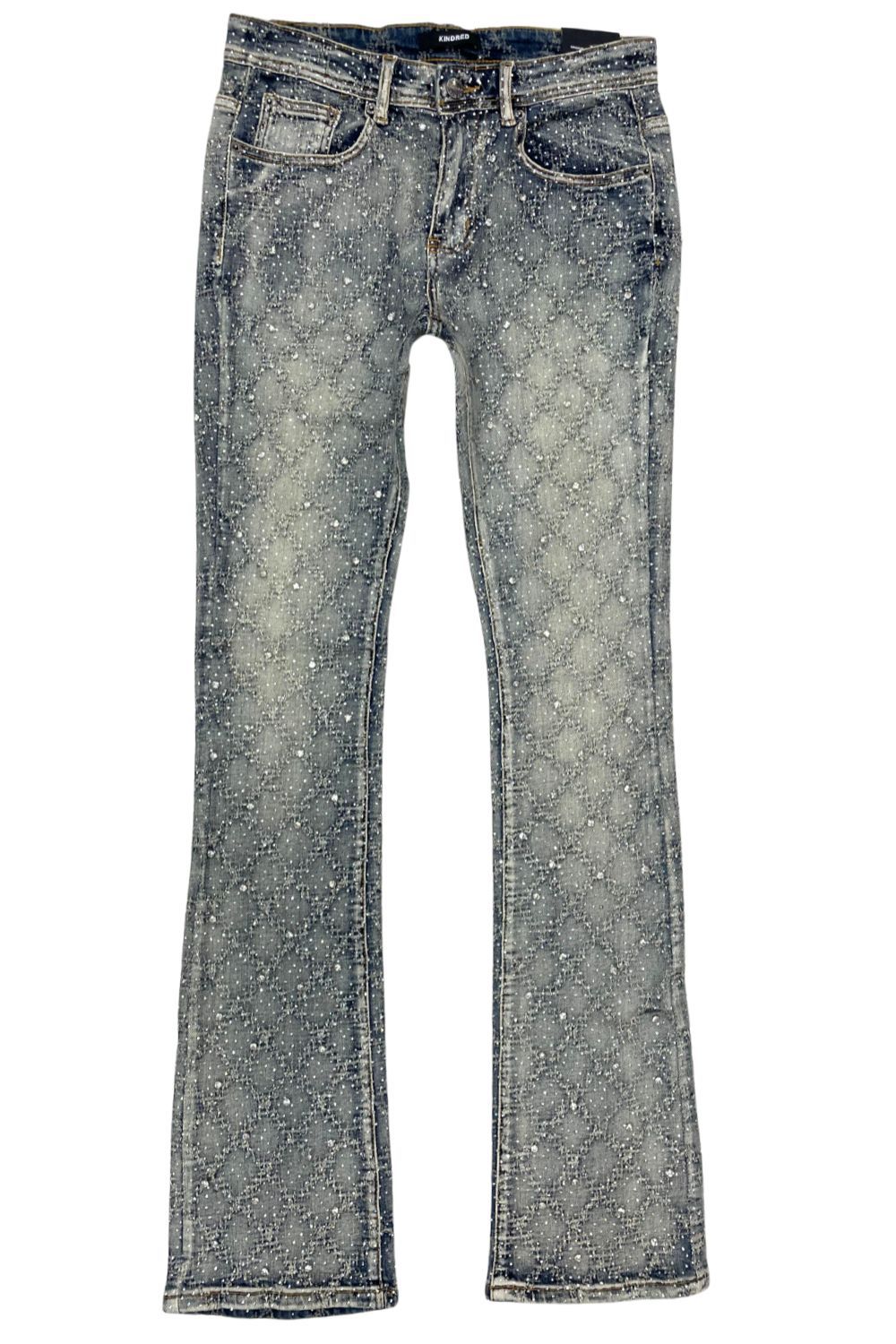 Kindred Embellished Rhinestone Stacked Jeans