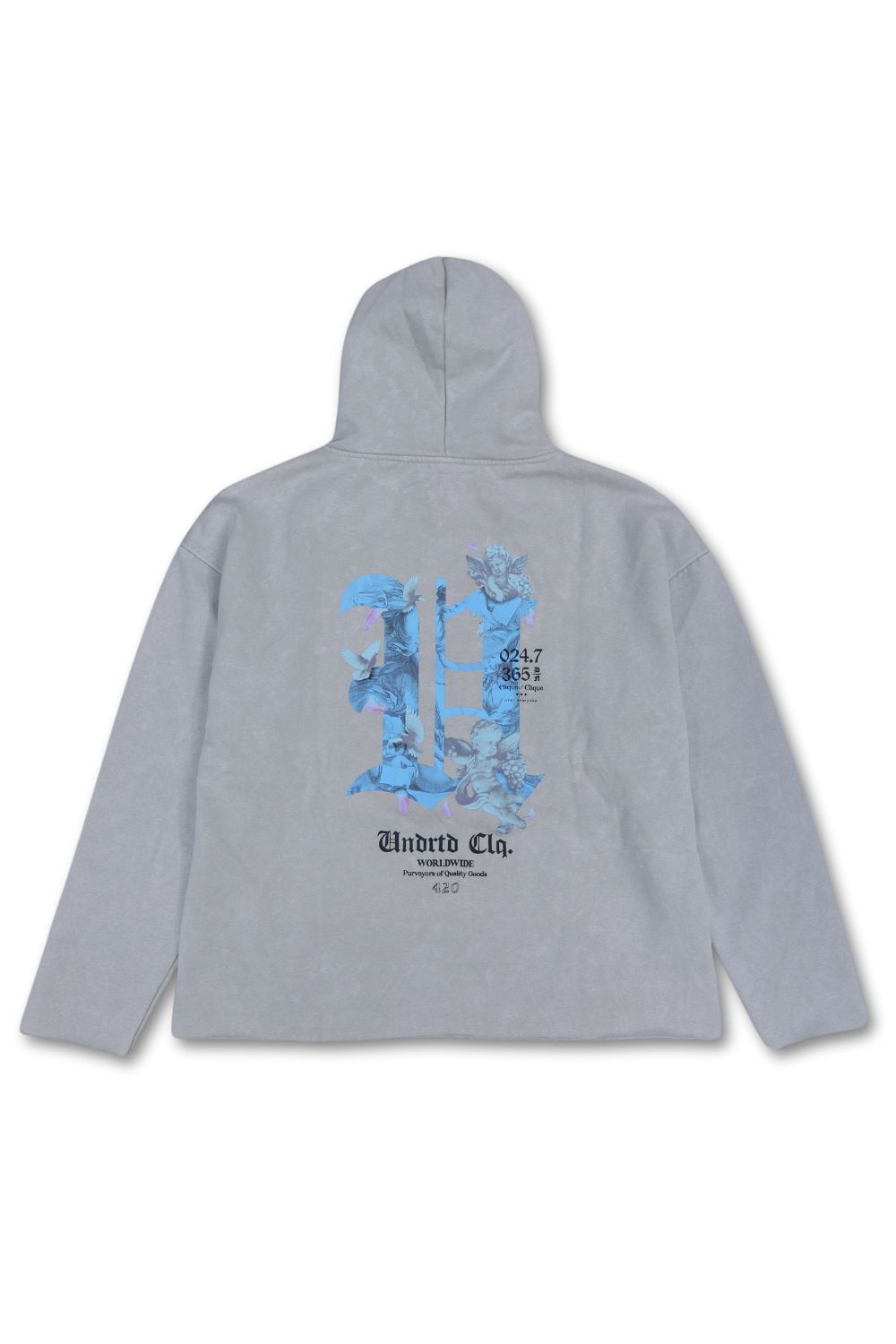 World Wide Cropped Graphic Hoodie - Grey