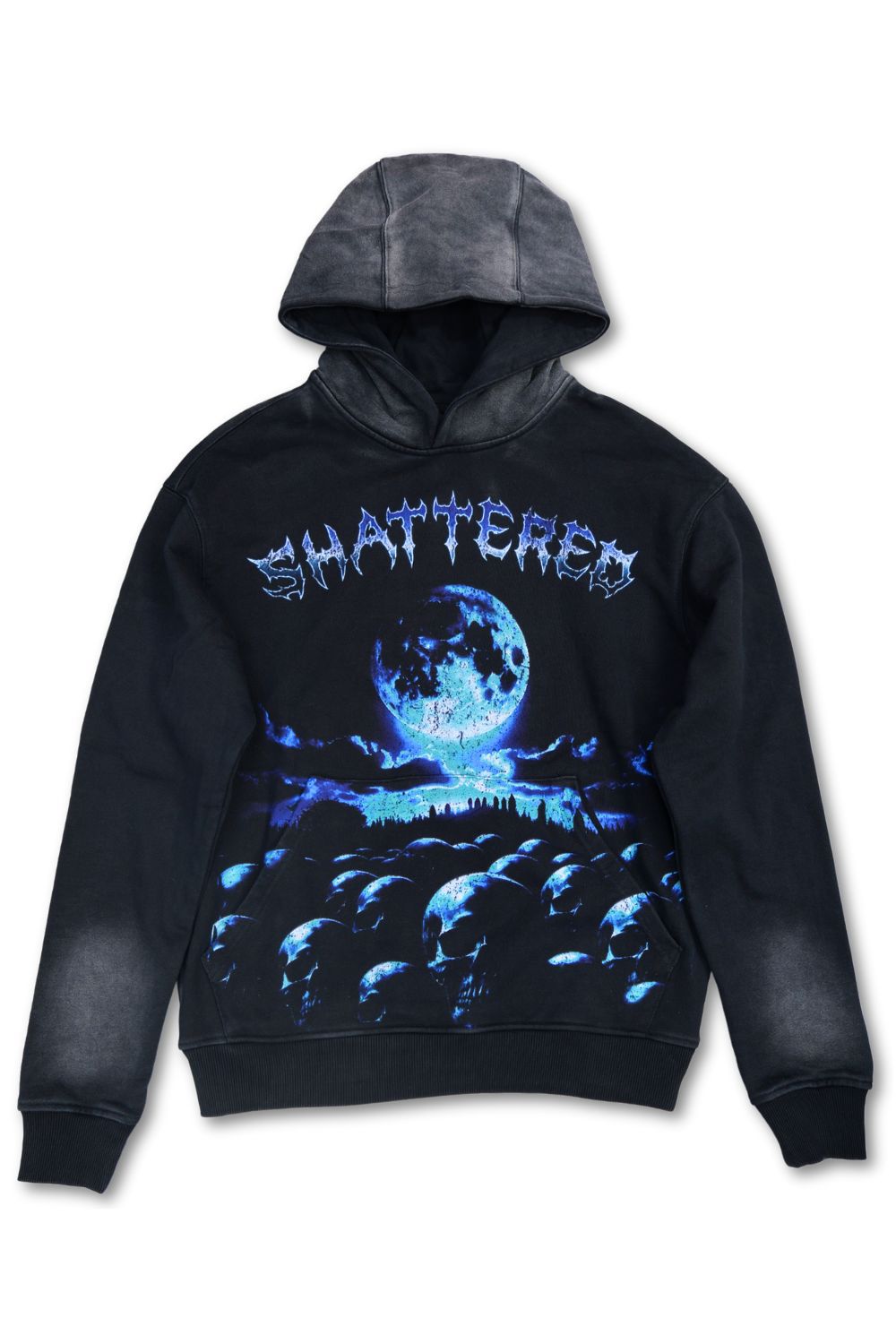 Shattered Hearts Skull Hoodie -Black