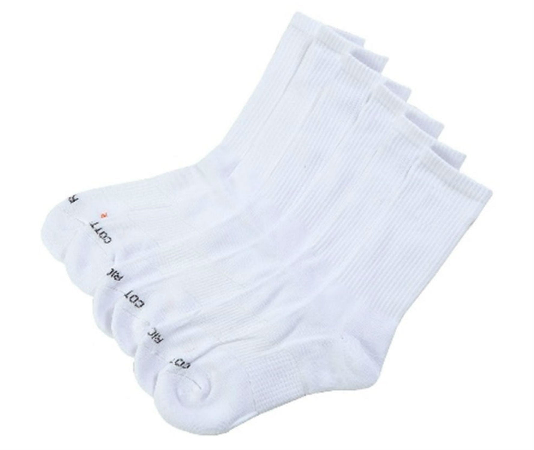 Rich Cotton Crew Cut Socks - DRI-FIT Cushioned Socks (White)
