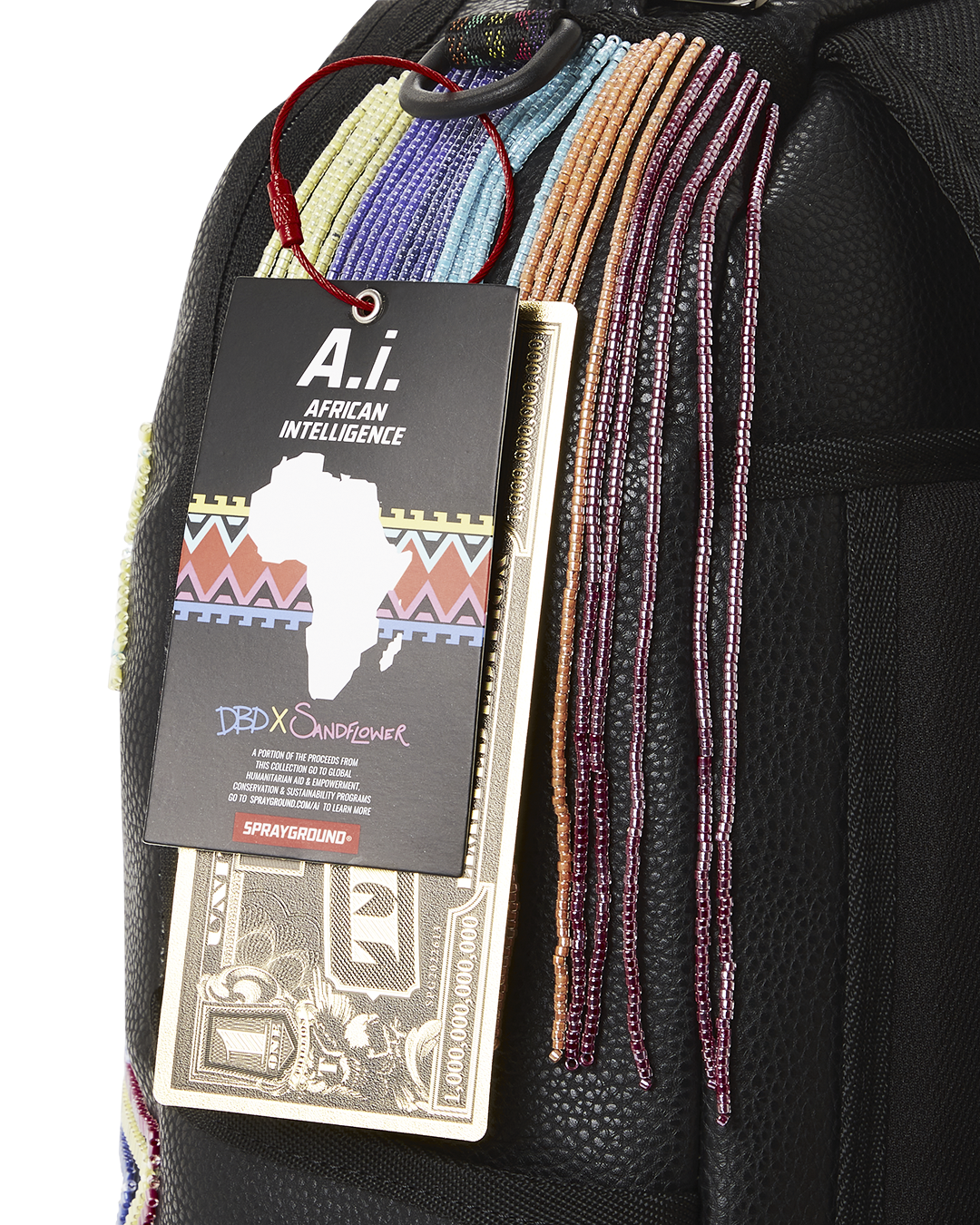 Sprayground Star Racer A.I.7 Sandflower Collab Beaded Backpack