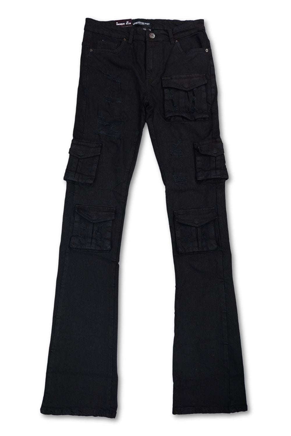 Stacked Cargo Jeans- Black