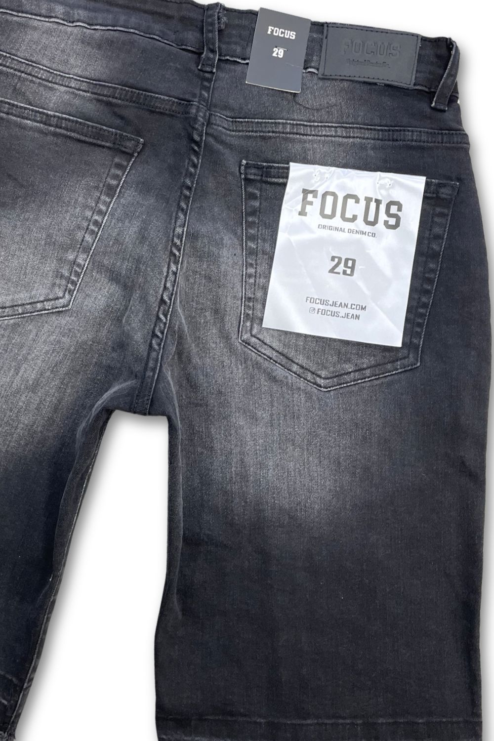 Focus Embellished Jean Shorts - Black