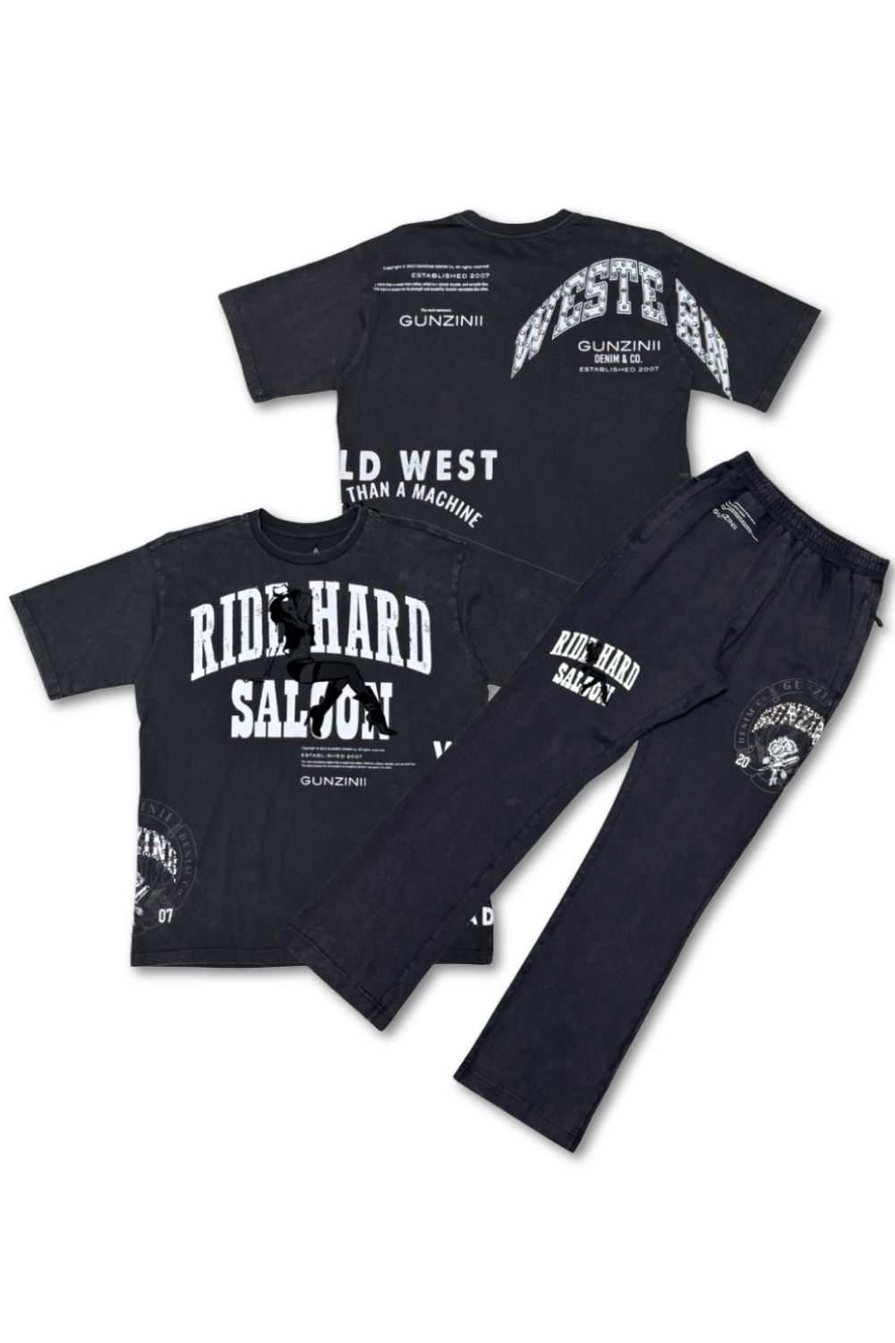 Gunzinii Ride Hard Stacked Sweatpants - Black 