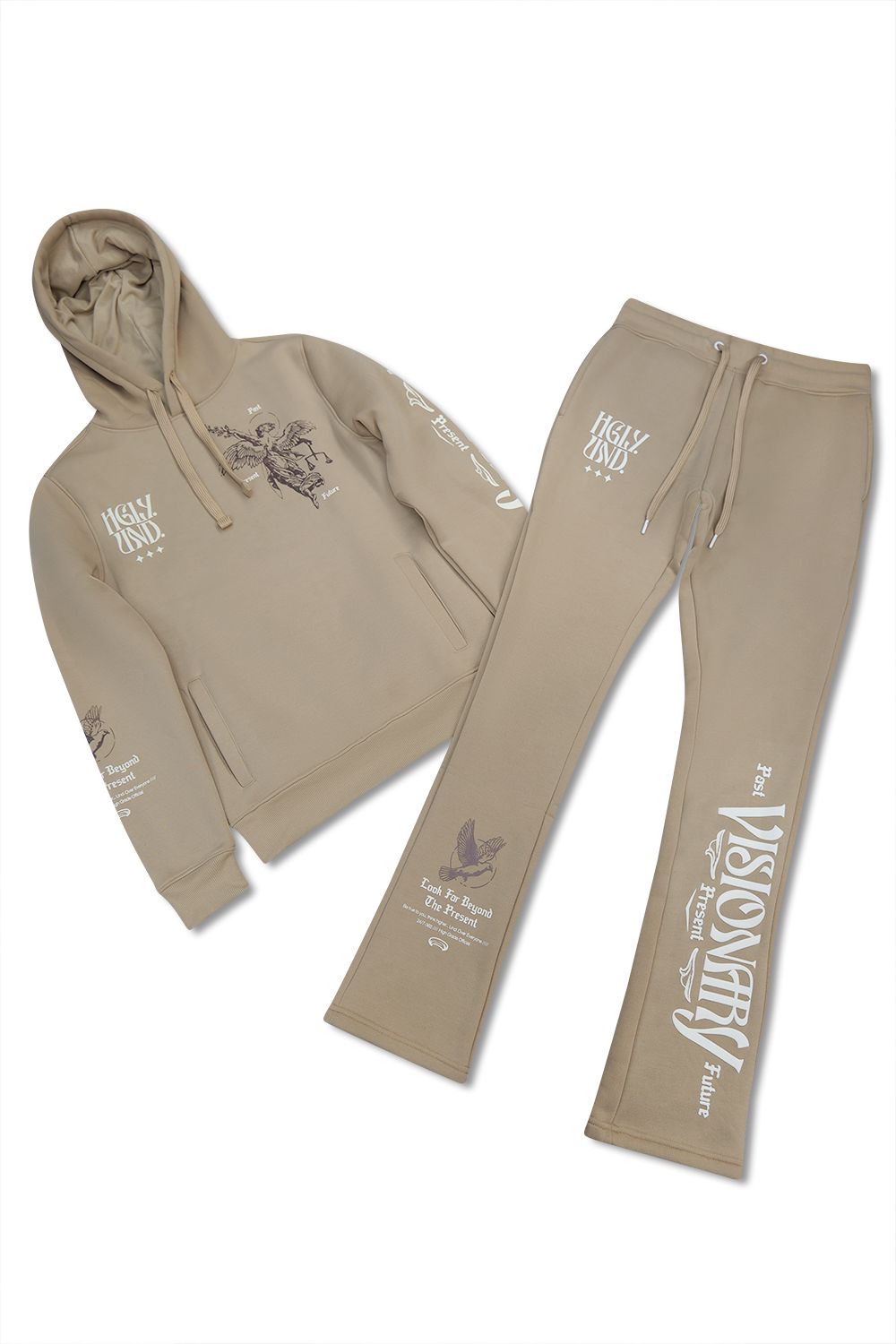 Highly Undrtd -Stacked Sweatsuit - Tan