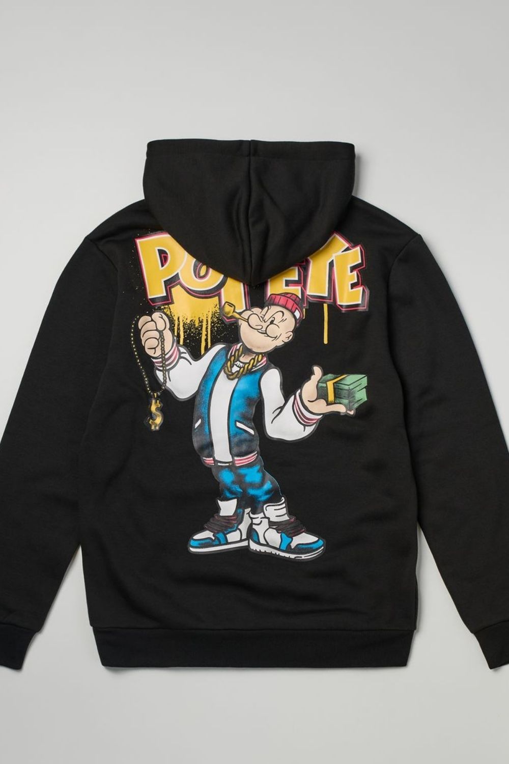 Popeye Graphic Pullover Hoodie - Black