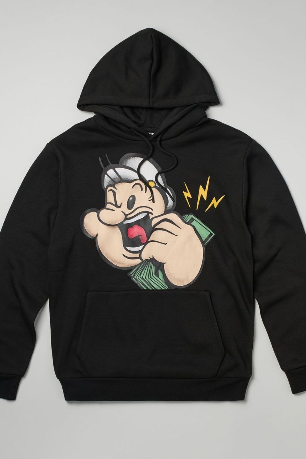 Popeye Graphic Pullover Hoodie - Black