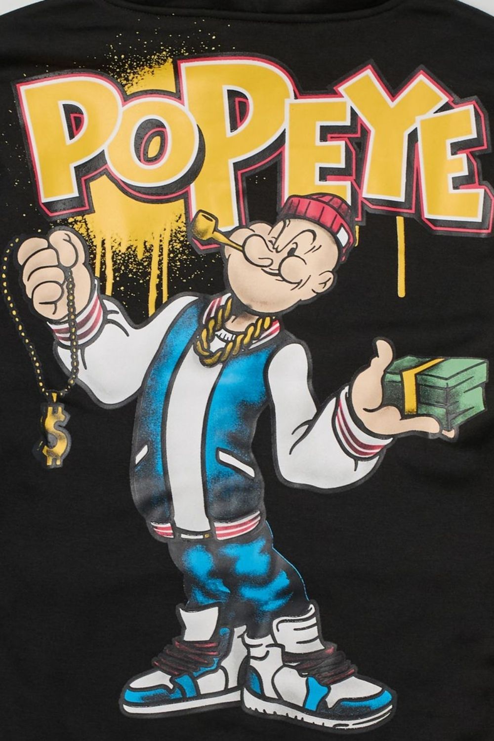 Popeye Graphic Pullover Hoodie - Black